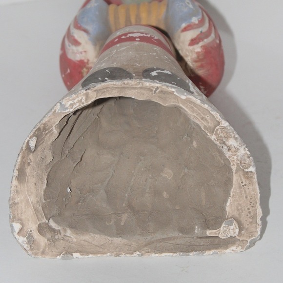 Vintage Chinese Asian Figurine Hand Painted Plaster Chalkware Statue Large 17" - Picture 13 of 13